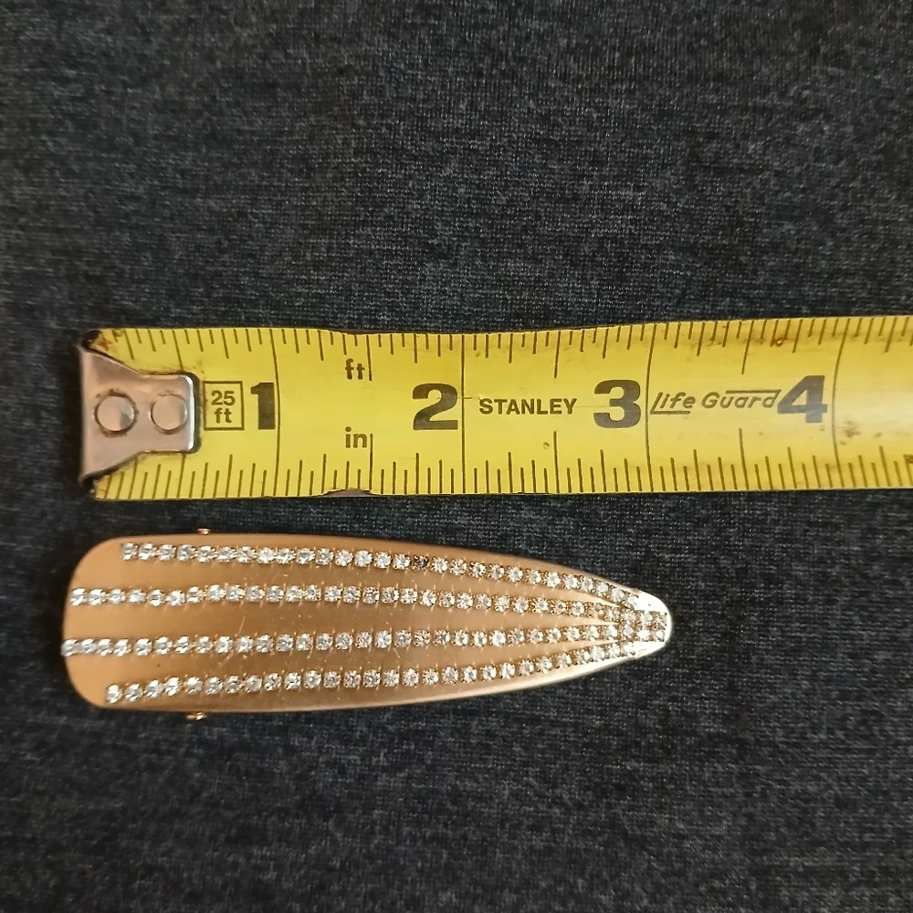 Gold-Tone Crystal Row Large Hair Barrette Clip By Boho Pink Vintage Glam